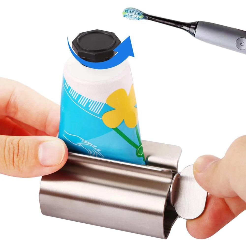 Bathroom Accessories Toothpaste Squeezer Tube Roller Stainless Steel Wringer Roller Rotate Dispenser for Ointments Cosmetics - AMULET RING STORE