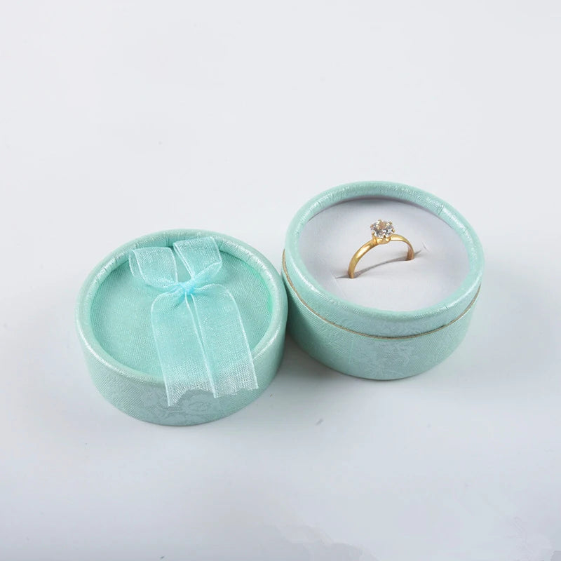 Small Bowknot Round Ring Box Jewelry Display Case Jewelry Storage Organizer Gift Packaging Box 5.5*3.5cm - AMULET RING STORE