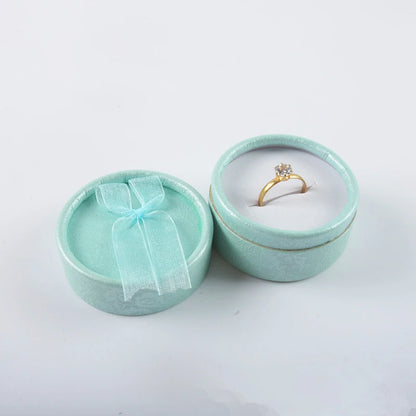 Small Bowknot Round Ring Box Jewelry Display Case Jewelry Storage Organizer Gift Packaging Box 5.5*3.5cm - AMULET RING STORE