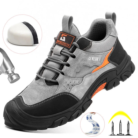 Men Safety Work Shoes Plastic Toe Safety Boots Fashion Lightweight Comfort Working Sneakers Anti-puncture Indestructible Shoes - AMULET RING STORE