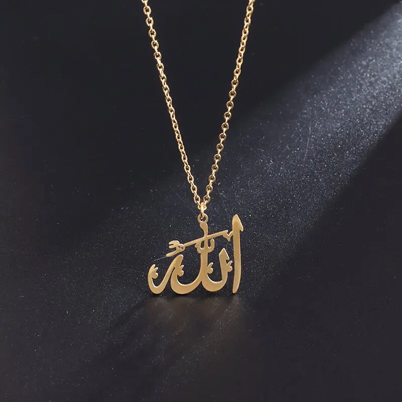 Ramadan Allah Scripture Round Medal Pendant Stainless Steel Necklace