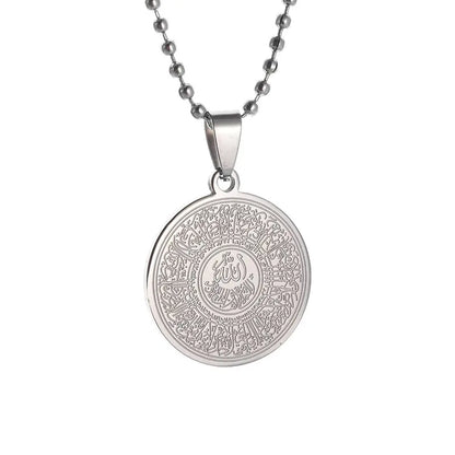 Ramadan Allah Scripture Round Medal Pendant Stainless Steel Necklace