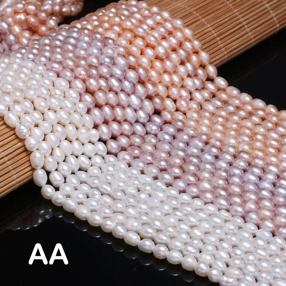 AAA White Rice Pearl Beads 6-7mm Natural Freshwater Baroque Pearls Beads for Jewelry Making DIY Necklace Bracelet Accessories - AMULET RING STORE