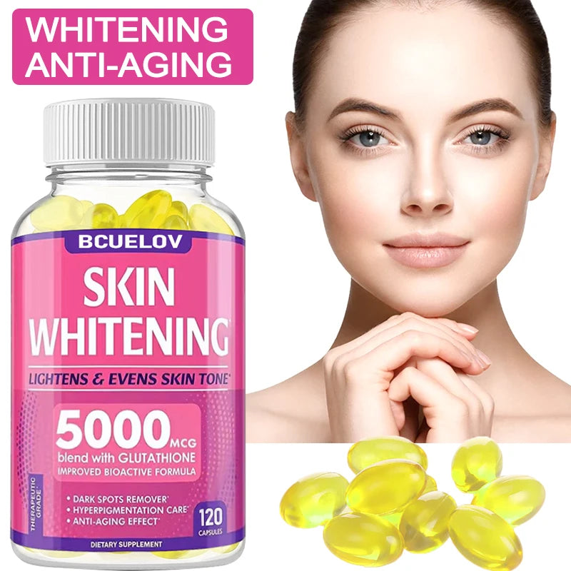 Bcuelov Collagen + Glutathione + Vitamin C Skin and Facial Health - Antioxidants - - 120 Vegetarian Capsules - AMULET RING STORE
