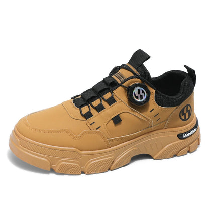 Men's boots autumn and winter new rotating shoelaces fashion casual boots youth outdoor boots anti slip soft sole workwear boots - AMULET RING STORE