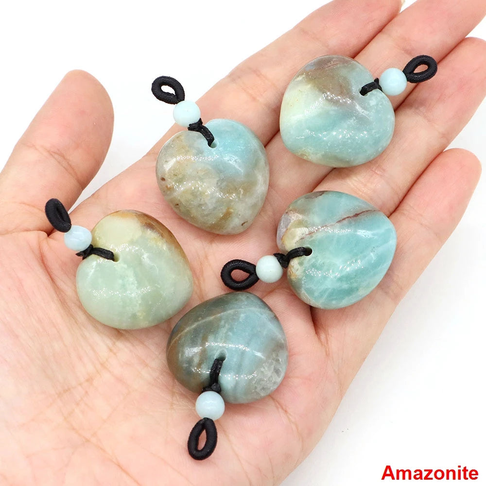 24mm Heart Shape Pendants Natural Stone Healing Crystal Quartz Tiger Eye Energy Gemstones for Jewelry Making DIY Necklace Gifts