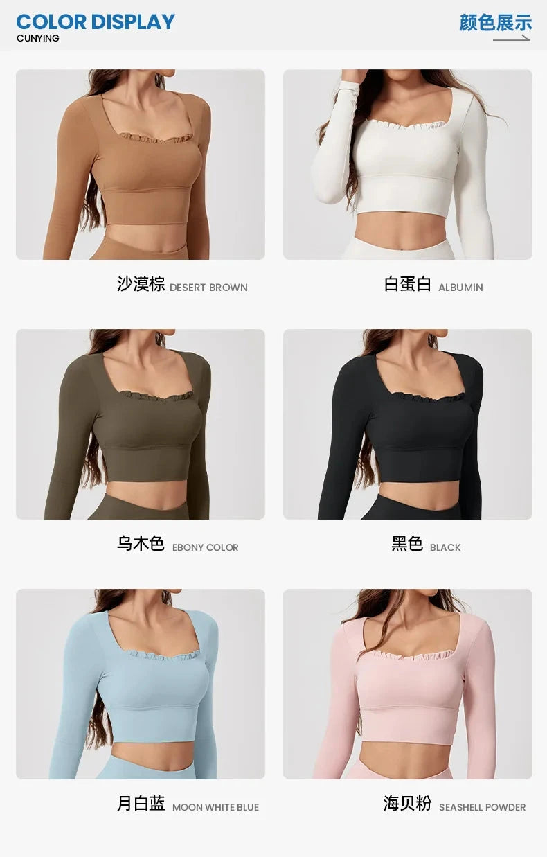 1/2PCS Pad Women Yoga Set Lotus Gym Fitness Long Sleeve Sports Crop Top High Waist Bell Flare Legging Workout Athletic Wear