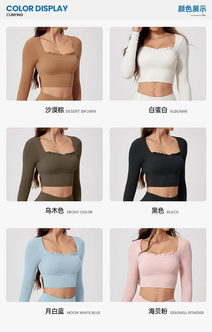 1/2PCS Pad Women Yoga Set Lotus Gym Fitness Long Sleeve Sports Crop Top High Waist Bell Flare Legging Workout Athletic Wear