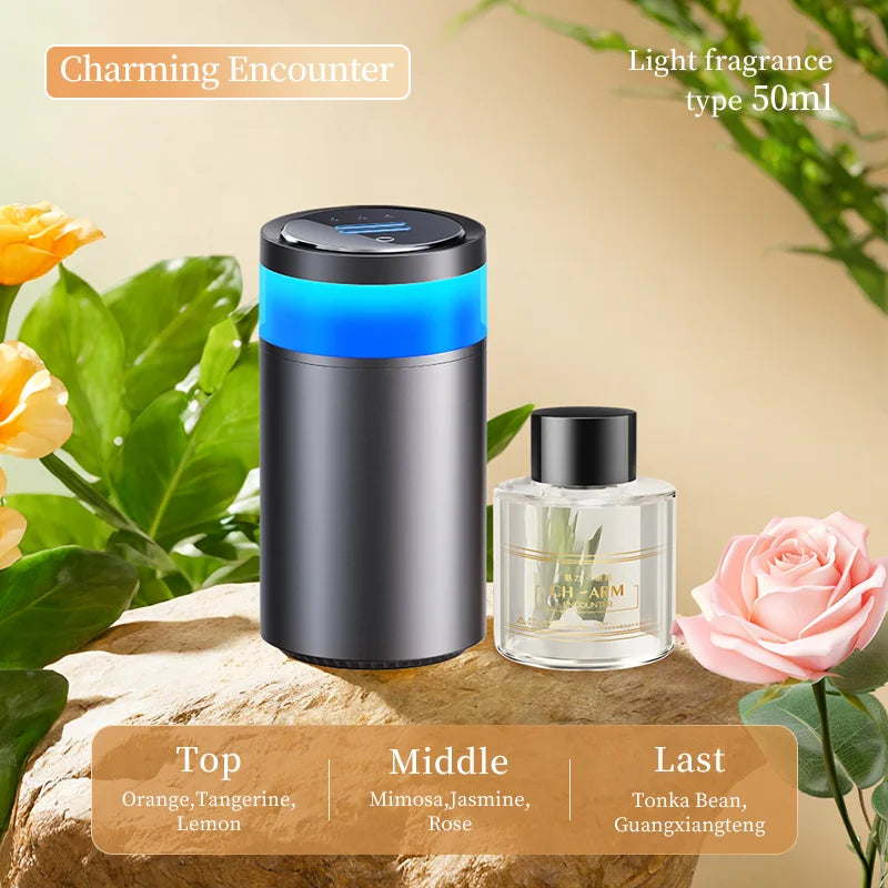 Car Diffuser Home Dual-Use Rechargeable Aromatherapy With Atmosphere Lights Smart Spray Car Air Freshener Fragrance Diffuser - AMULET RING STORE