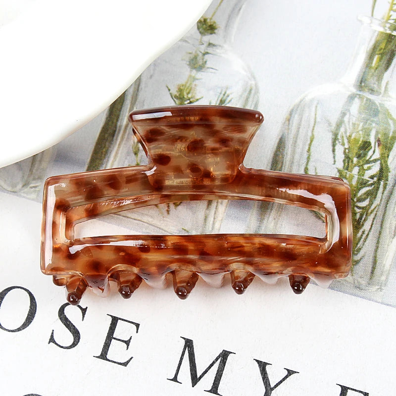 Mini Women's Hair Clips Colorful Geometric Hollow Crab Claw Clip Acetate Leopard Print Fashion Girls Hairpin Hair Accessories - AMULET RING STORE