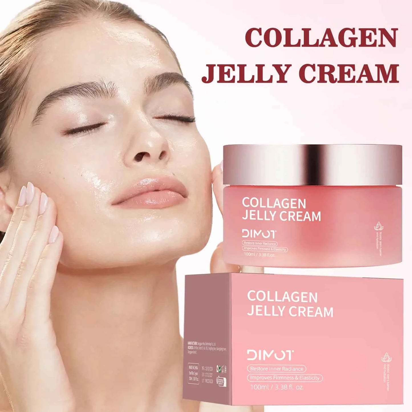 DIMOT Collagen Jelly Cream Niacinamide Tightening Soothing Moisturizing Anti-Aging Firmness Hydration Skincare Face Gel 100ml