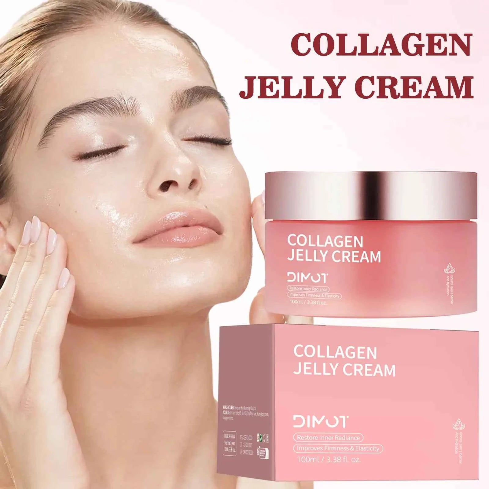 DIMOT Collagen Jelly Cream Niacinamide Tightening Soothing Moisturizing Anti-Aging Firmness Hydration Skincare Face Gel 100ml