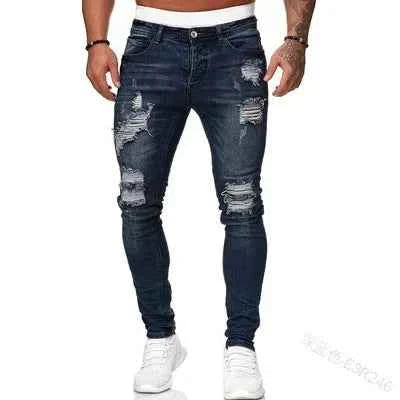 Ripped Jeans Men Stretch Skinny Grey Blue Black Hip Hop Denim Trousers Streetwear Casual Slim Fit Jeans for Men Jogging jean