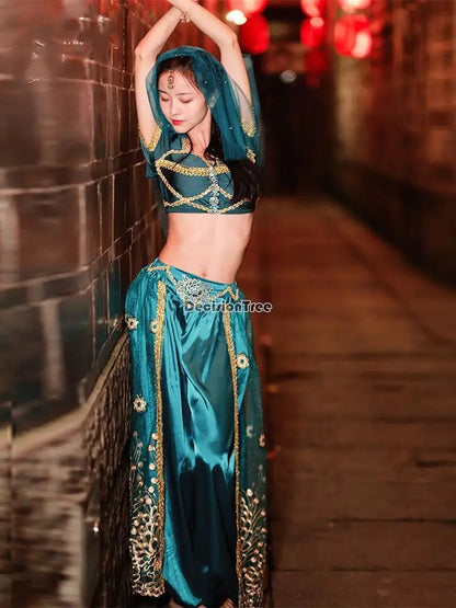 2025 summer new Indian traditional clothing Indian dance costumes improved saree women sexy Indian sequins belly dance dress a6