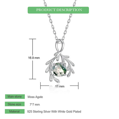 WES 100% 925 Silver Natural Unique Boho Moss Agate Pendant Necklace for Woman Earth Day Forest Jewelry Engagement Gift Wholesale - AMULET RING STORE