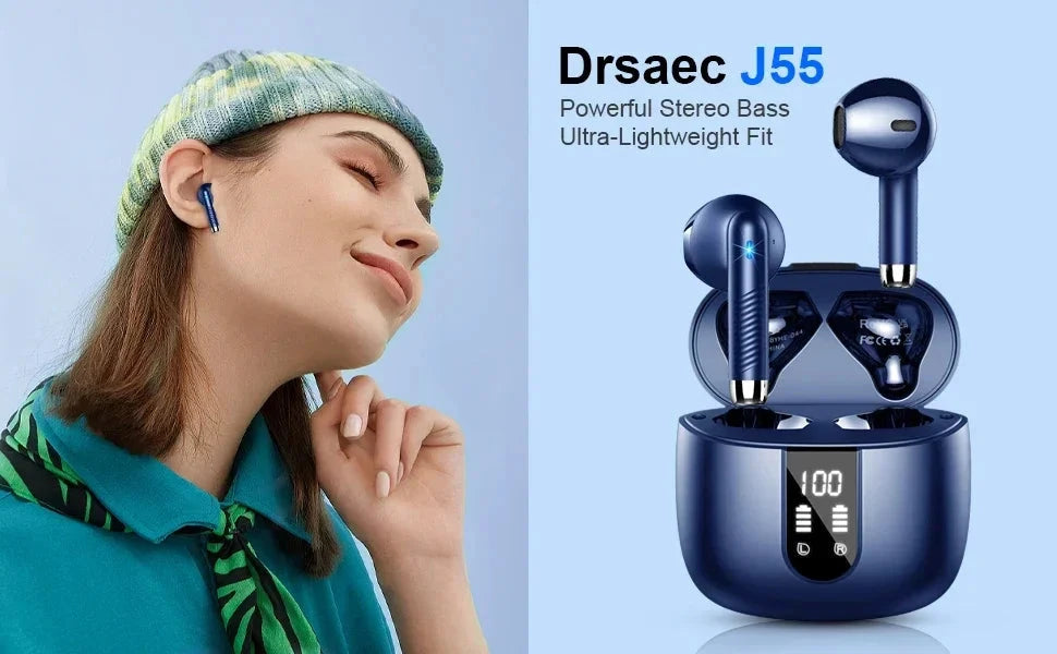 Wireless Earbuds, Bluetooth 5.3 Earbuds Stereo Bass, in-Ear Noise Cancelling Mic, Earphones IP7 Waterproof Sports, 40H Playback.