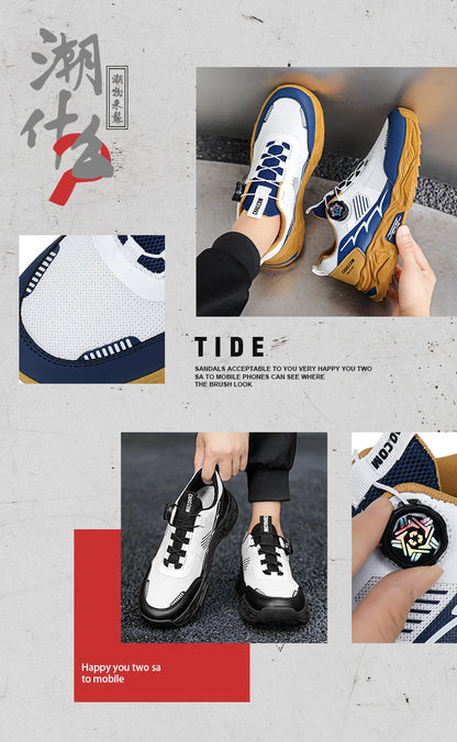 Men's Korean breathable casual sports shoes four season new soft soled Rotating shoelaces outdoor running shoes student sneakers - AMULET RING STORE