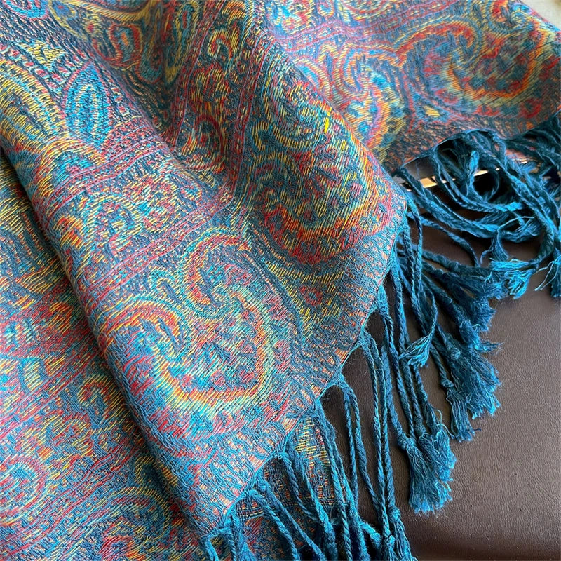 Elegant Ethnic Autumn Cashmere Shawl for Women Jacquard Pashmina Scarves Bufandas De Invierno Mujer Female Foulard Stoles Scarf - AMULET RING STORE