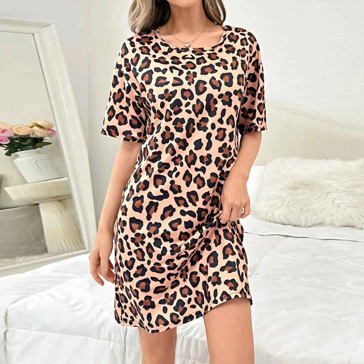 Summer Butterfly Prints Sexy Short Sleep Shirts Women Milk Silk Nightgowns Sleepwear Lingerie S-XL Plus Size Night Dress Women