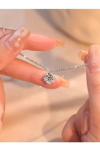 TEN CARATS 0.5-2CT S925 sterling silver Moissanite Women's Necklace Super Sparkly D Color VVS1 Pendant chain plated Jewelry - AMULET RING STORE