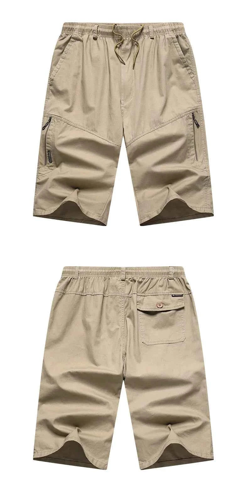 Classic Cargo Shorts Men Zipper Pocket Casual Knee Shorts Loose Straight Cotton Work Shorts Man Clothes