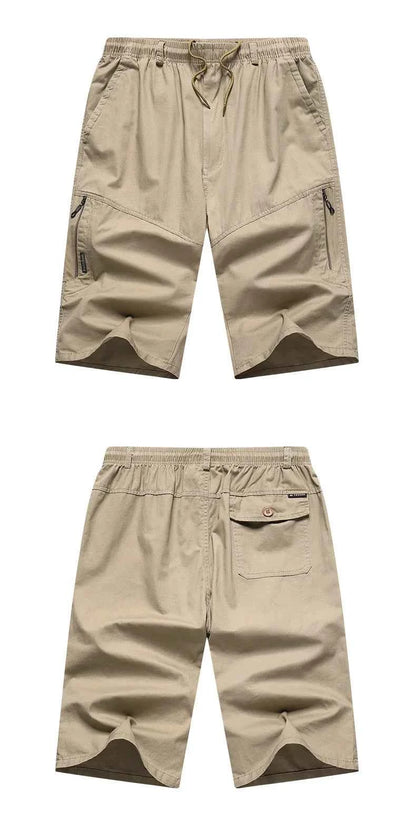 Classic Cargo Shorts Men Zipper Pocket Casual Knee Shorts Loose Straight Cotton Work Shorts Man Clothes