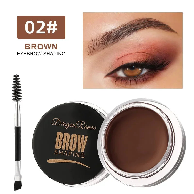 2 in 1 Eyeliner Eyebrow Gel Cream with Brush Waterproof Long-lasting Matte Black Brown Easy Wear Eyeliner Korean Makeup Cosmetic - AMULET RING STORE