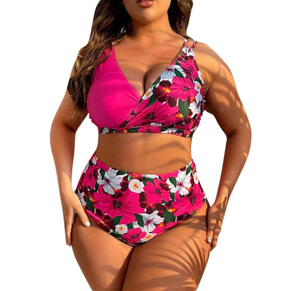 2024 New Plus Size Bikini Sets For Women Swimsuit Large Bathing Suits Two-Piece High Waist Push Up Bikini Set Sexy Separate