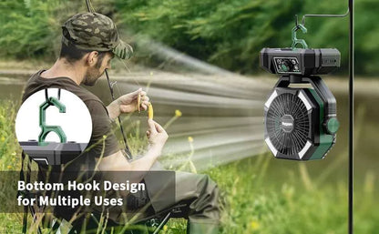 Camping Fan with 4 LED Lantern 8 Speeds Regular Time Desk Fan 20000mAh Battery Portable Outdoor Fan for Outdoor Camping Fishing