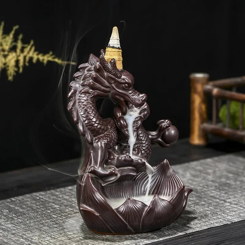 Y The Western Pterosaur Backflow Incense Burner Dragon for Incense Sticks Living Room Smoke Waterfall Incense Base Ceramic Stove - AMULET RING STORE