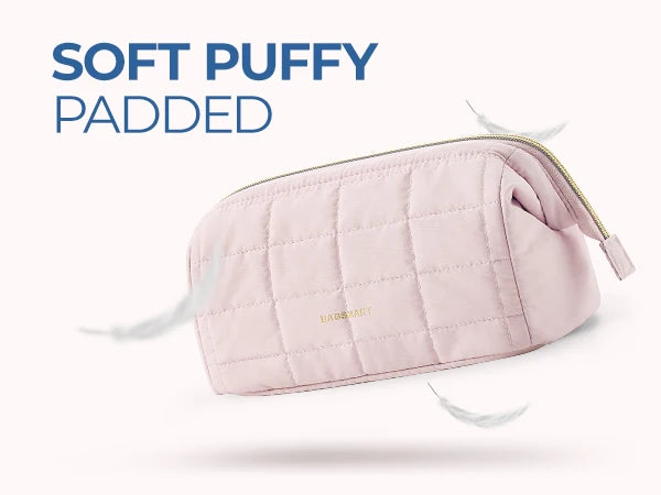 BAGSMART Makeup Bag Puffy Padded Make Up Bags for Women Makeup Organizer Case Wide-open Pouch Toiletry Bag Travel Essentials - AMULET RING STORE