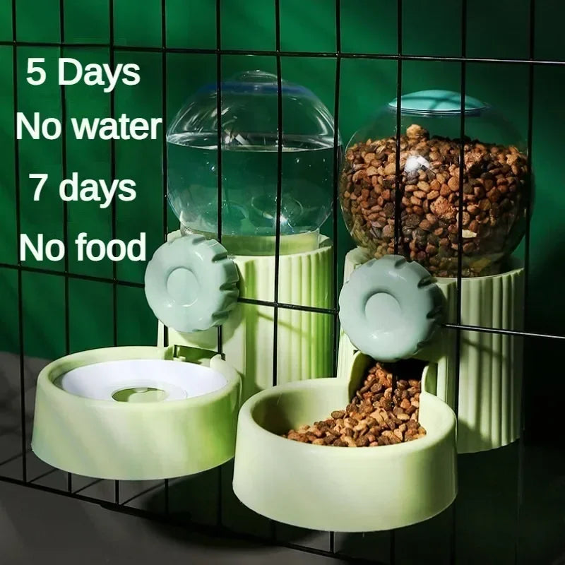 Automatic Dog Cat Feeder Cage Hanging Pet Bowls Pet Water Dispenser Dog Water Bottle Food Container Dispenser Bowl for Cat Dog - AMULET RING STORE