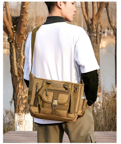 Men Camouflage Shoulder Bag Tactical Fishing Camping Tote Trekking Climbing Bags Large Multi-Pocket Travel Laptop Messenger Pack