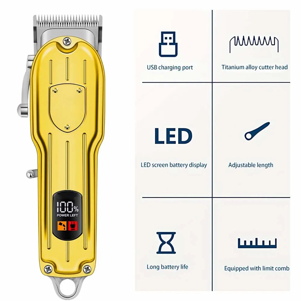 Professional Hair Clippers/Hair Trimmer/Beard Shaver for Men - Cordless Barber Clipper Hair Cutting Kit, Haircut Grooming Kit - AMULET RING STORE