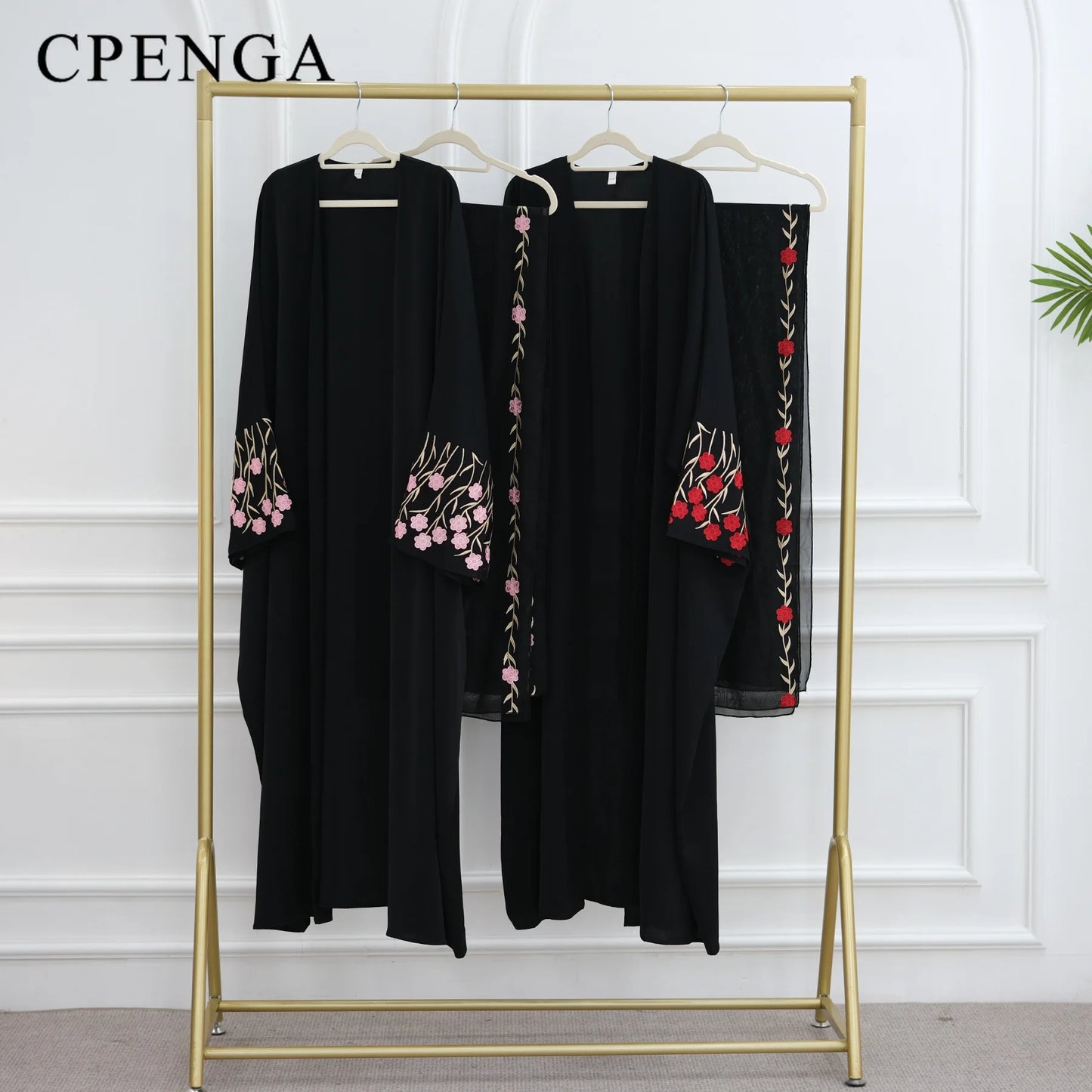 Luxury Embroidered Sleeve Cardigan for Muslim Women Ramadan Modest Abaya Dress with Hijab Elegant Islamic Party Turkish Outfit