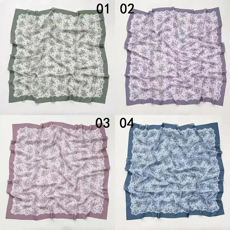 2025 New Fashion 110X110CM Printed Square Scarf for Women Muslim Headband Hijab Lady Bandana Party Accessories Scarf Hairband ﻿ - AMULET RING STORE