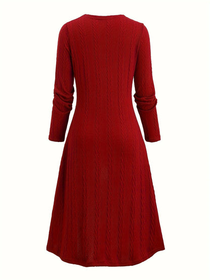 European and American fashion plus-size women's elegant temperament stitching buckle plaid printing knitted plus-size dress wome