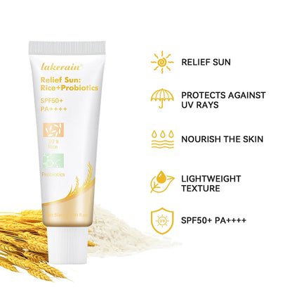 Lakerain SPF50+ Rice+Probiotics Sunscreen Skin Protection Refreshing Makeup Sunscreen Cream UV Resistance Facial Sunscreen New