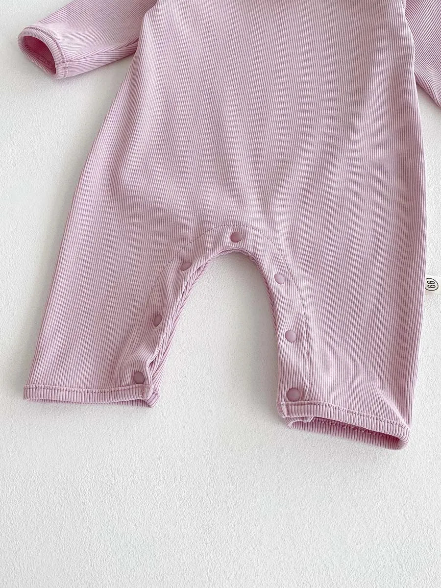 Spring and Autumn Baby Girl Solid Color Cute Doll Collar Long Sleeve Jumpsuit Baby Girl Autumn Jumpsuit - AMULET RING STORE