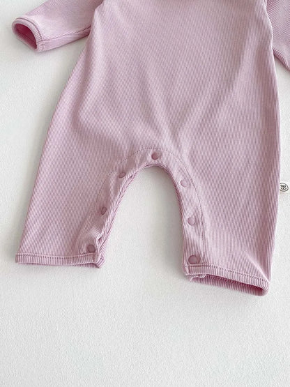 Spring and Autumn Baby Girl Solid Color Cute Doll Collar Long Sleeve Jumpsuit Baby Girl Autumn Jumpsuit - AMULET RING STORE