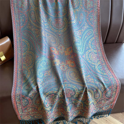 Elegant Ethnic Autumn Cashmere Shawl for Women Jacquard Pashmina Scarves Bufandas De Invierno Mujer Female Foulard Stoles Scarf - AMULET RING STORE