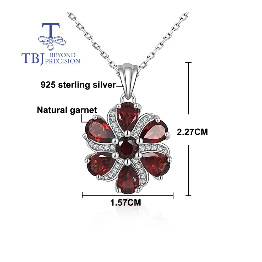 Natural Red Garnet pendant 925 Sterling silver real Gemstone necklace fine jewelry for women party birthday gift and daily wear