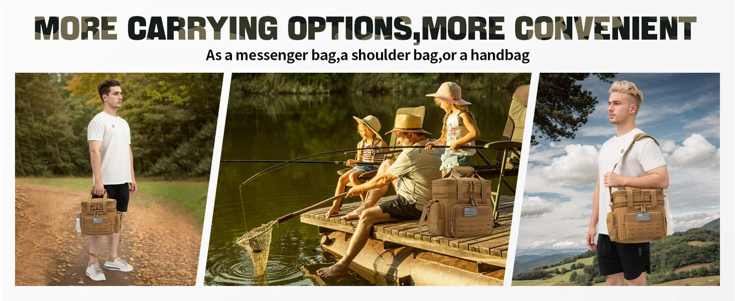 Tactical Lunch Box Expandable 18L Insulated Cooler Bag Leak Proof Lunch Bag for Work Camping Outdoor Picnic MOLLE Weave Strap