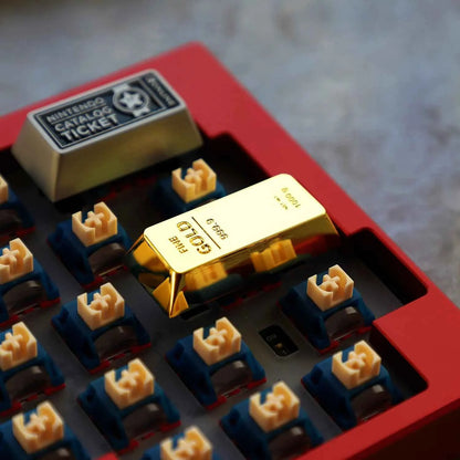 Gold Bar Shape Theme Keycaps Set Zinc Alloy Enter Key Cherry Profile Custom Original Handmade Keycaps for Mechanical Keyboard