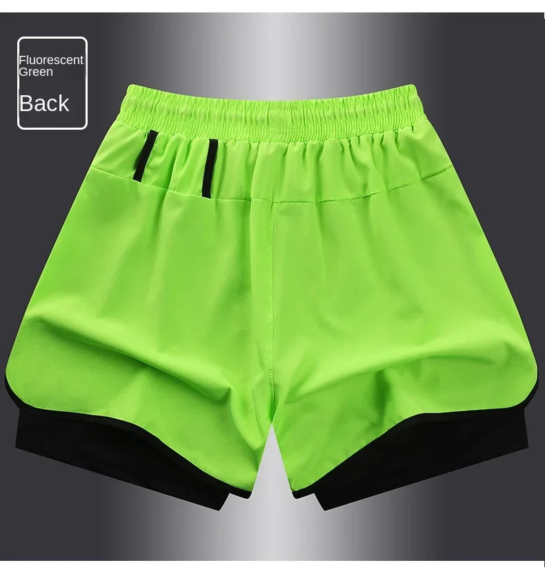 【 S-5XL 】2025 Sports Three Piece Pants Summer Popular Anti glare Double layered Sports Shorts for Men and Women Couples Ru
