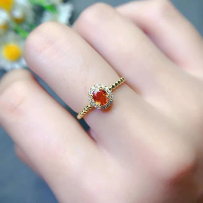 18K Gold Plated 925 Silver Ring - Natural Yellow Sapphire & Aquamarine