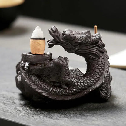 Backflow Incense Burner Incense Holder Auspicous Dragon Waterfall Aroma Furnace China Ceramic Crafts Zen Home Decor - AMULET RING STORE