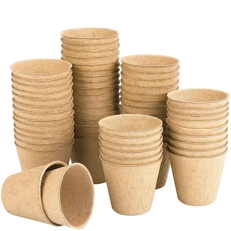 20-200PCS Environmental protection Garden Round Peat Pots Plant Seedling Starters Cups Nursery Herb Seed Tray Planting Tools - AMULET RING STORE