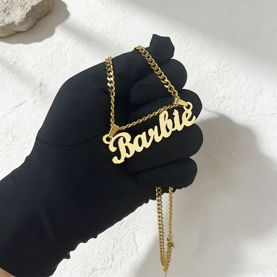 Acheerup Personalized Customized Name Necklace for Women Stainless Steel 2 Hook Crown Cuban Chain Pendant Jewelry Birthday Gift