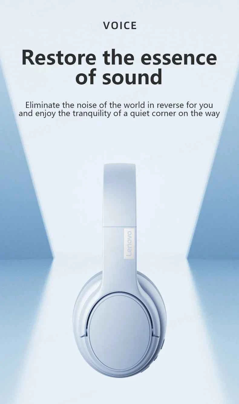 Original Lenovo TH20 Wireless Earphones Head Mounted Bluetooth Headphones HD Stereo Low Latency Music Game Earbuds Sport Headset